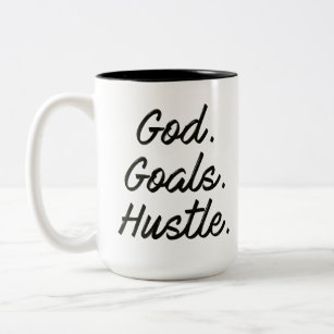 Gott. Goals. Hustle. Kaffeebecher Zweifarbige Tasse