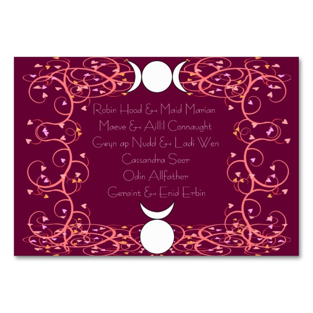 Gott & Göttin Wiccan Handling Names Table Card Tischnummer (Rückseite)