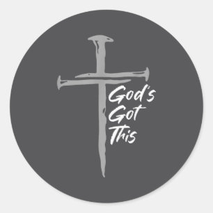 Gott hat das Christian Cross Glaubensmotivation Runder Aufkleber