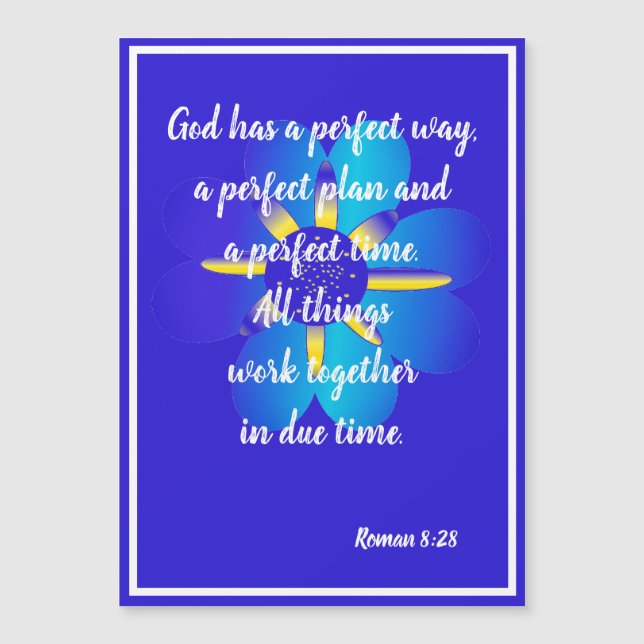 Gott hat einen perfekten Weg Roman 8:28 Blue Magne Magnetkarte (Vorderseite)