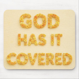 Gott hat es abgedeckt gelbe Blumen christlicher Gl Mousepad