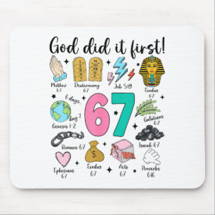 Gott hat es zuerst gemacht 67 Six Seven Meme Jesus Mousepad