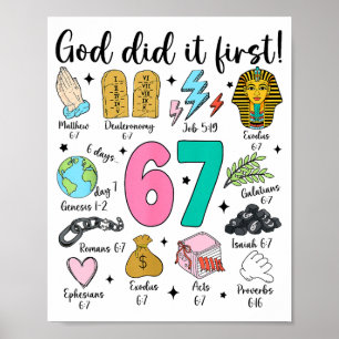 Gott hat es zuerst gemacht 67 Six Seven Meme Jesus Poster