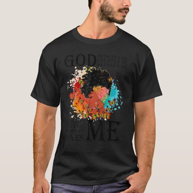 Gott hat mich erschaffen Ich segne mich T-Shirt (Vorderseite)