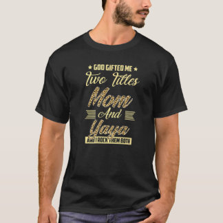 Gott hat mir zwei Titel Mama und Yaya Leopard Mutt T-Shirt