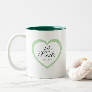 Gott heilt die Gebrochenen Sanftes Grün Ermutigend Zweifarbige Tasse