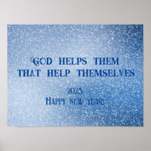 Gott hilft Wünschen für das neue Jahr Poster