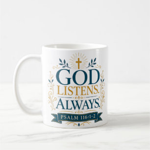 Gott hört immer Geistliches christliches Zitat Kaffeetasse