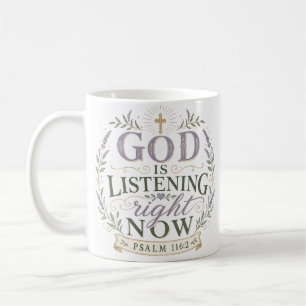 Gott hört jetzt zu, christliches Bibelzitat Kaffeetasse