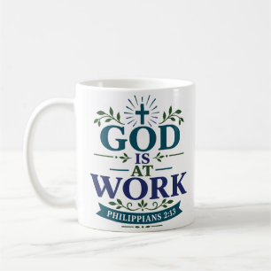 Gott ist am Werk Biblischer Ermutigungszitat Kaffeetasse