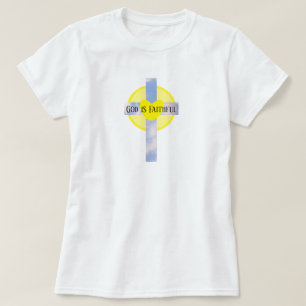 Gott ist das Christliche Kreuz Gelb und Blau T-Shirt