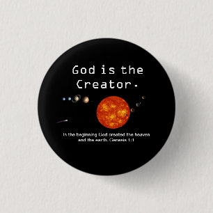 Gott ist das Schöpfer-Sonnensystem - Revers-Knopf Button