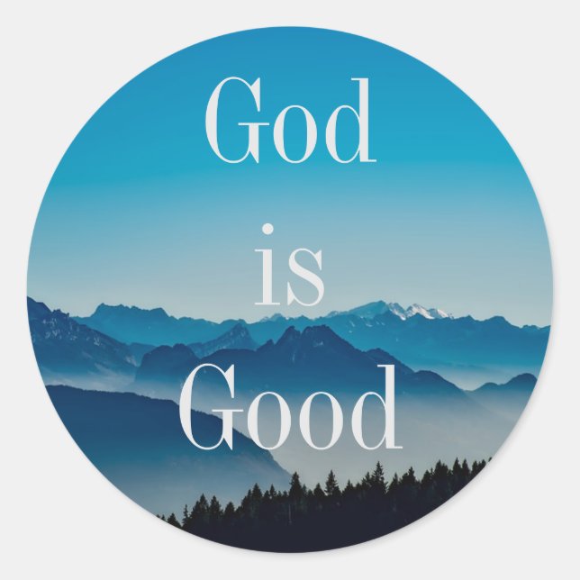 Gott ist der gute blaue Aufkleber (Vorderseite)