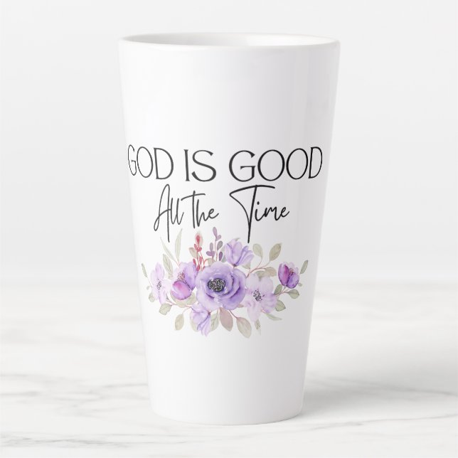 Gott ist die ganze Zeit Christliche Blume zu zitie Milchtasse (Vorderseite)