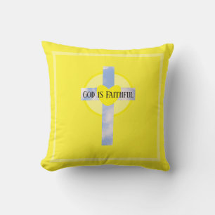 Gott ist ein treuer Kreuz Heilbibel Verse Gelb Kissen
