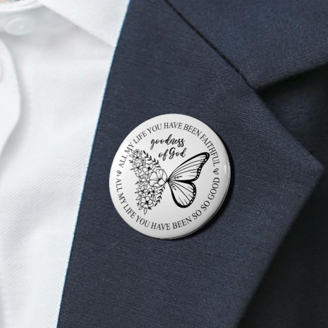 Gott ist eine gute Schmetterlingsblume Button (Show your faith with this stylish button—wear it proudly and remind others of the power of belief!)
