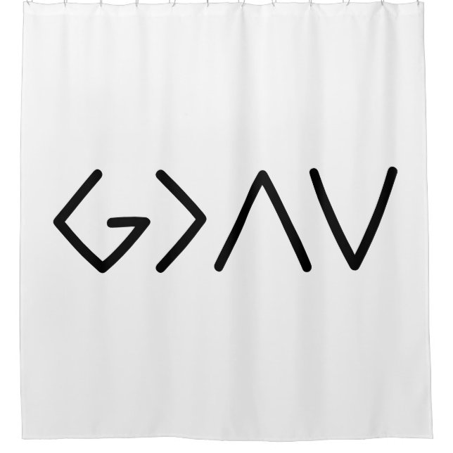 Gott ist größer als die Ups & Downs Symbole Duschvorhang (Vorderseite)
