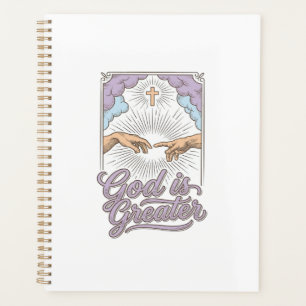 Gott ist größer Christliches Vintage-Gravur-Shirt_ Planer