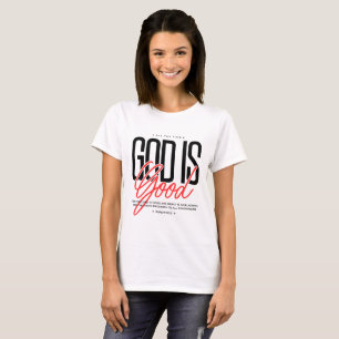 Gott ist gut, rotes Schriftzug, christlicher Glaub T-Shirt
