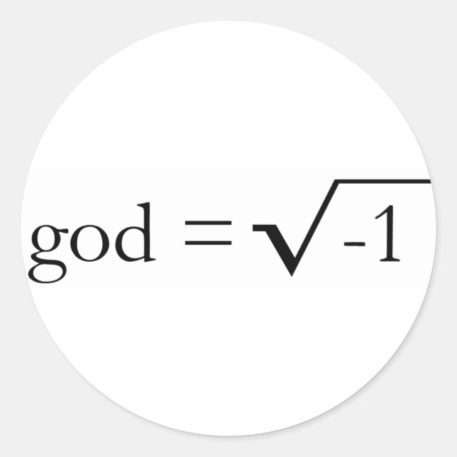 Gott ist imaginär runder aufkleber (Vorderseite)