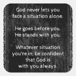 Gott ist immer bei dir, nie allein quadratischer aufkleber