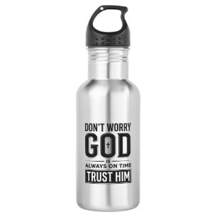 Gott ist immer pünktlich Christliches Typografie-D Edelstahlflasche