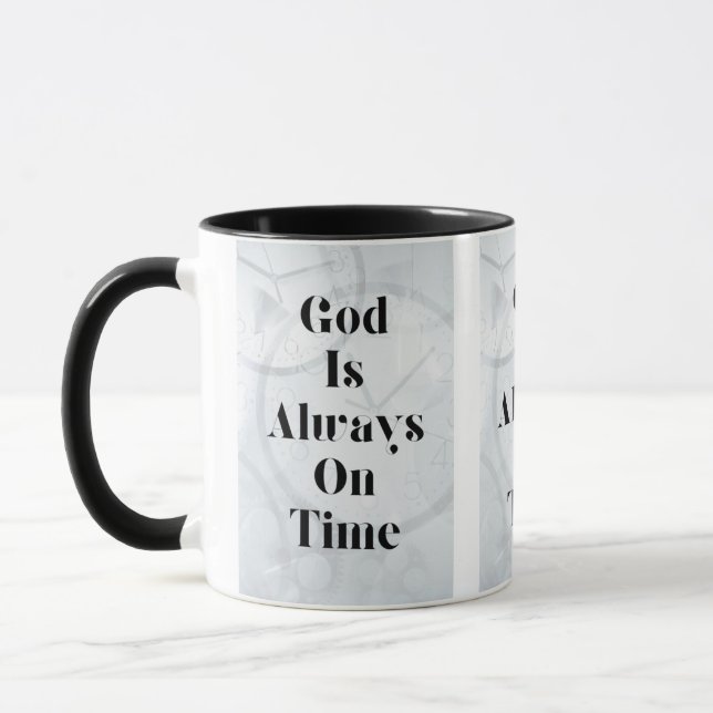 Gott ist immer pünktlich zweitönige Tasse (Links)