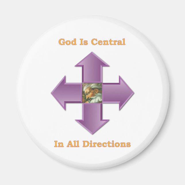 Gott ist in alle Richtungen zentral Magnet (Vorne)