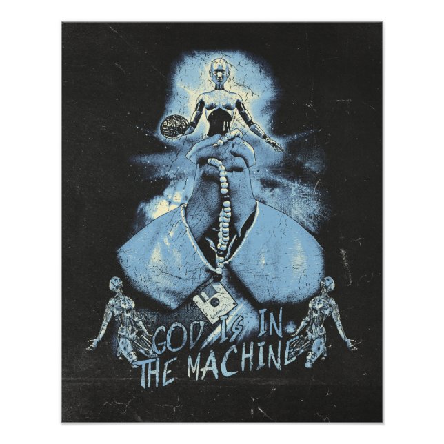 Gott ist in der Maschine - Techno-Dystopisches Des Fotodruck (Vorne)