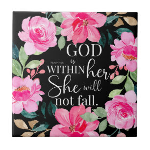 Gott ist in ihr - Psalm 46:5 Rosa Bläserin Fliese