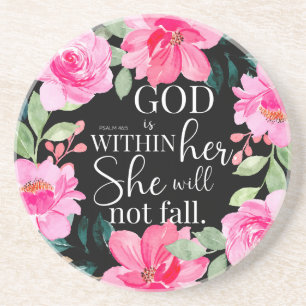 Gott ist in ihr - Psalm 46:5 Rosa Bläserin Getränkeuntersetzer