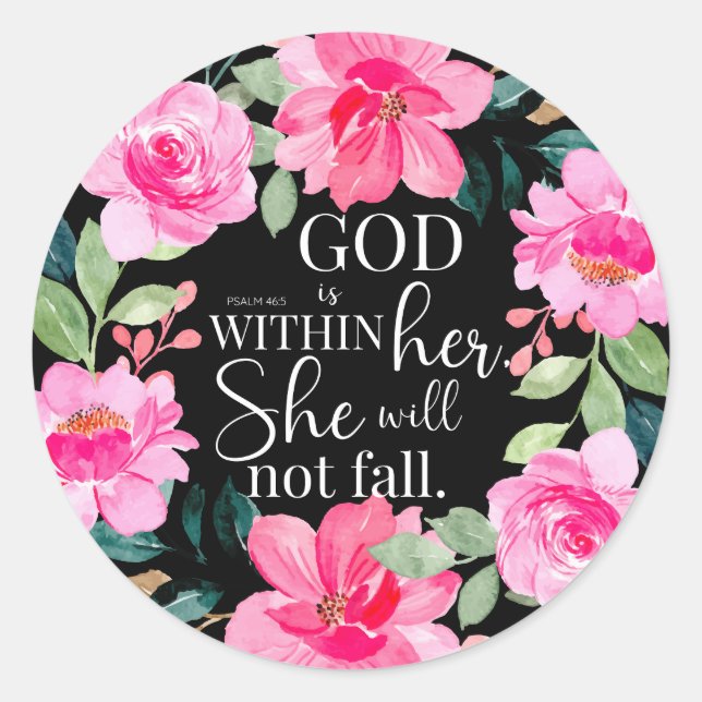 Gott ist in ihr - Psalm 46:5 Rosa Bläserin Runder Aufkleber (Vorderseite)