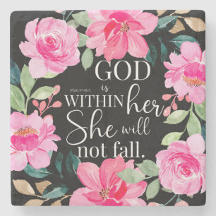Gott ist in ihr - Psalm 46:5 Rosa Bläserin Steinuntersetzer