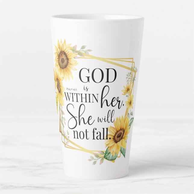 Gott ist in ihr - Psalm 46:5 Sonnenblume Christlic Milchtasse (Vorderseite)