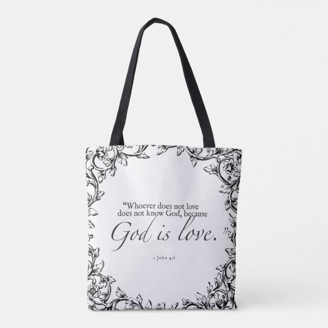 Gott ist Liebe Bibel Zitat zu Tasche (Rückseite)