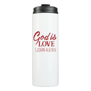 Gott ist Liebe Bibelvers Christlicher Glaube Weiß Thermosbecher