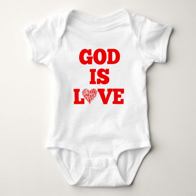 Gott ist Liebe Biodice Unisex Baby Strampler (Vorderseite)