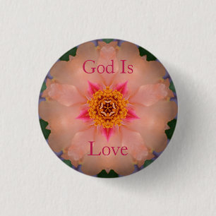 Gott ist Liebe Blumenknopf Button