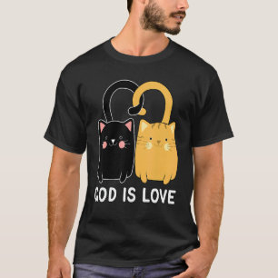 Gott ist Liebe Christliches schwarzes Kätzchen Gin T-Shirt
