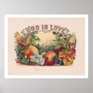 GOTT IST LIEBE durch Currier u. Ives Poster