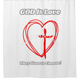 "Gott ist Liebe." Duschvorhang
