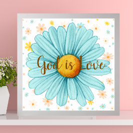 Gott ist Liebe farbenfrohe blaue Sonnenblumenblume Poster