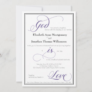 Gott ist Liebe Gracful Lila Hochzeit Einladung