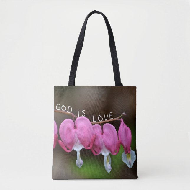 Gott ist Liebe Herz Tasche (Vorderseite)