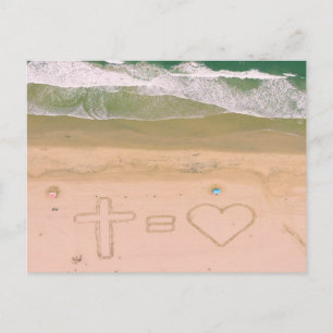 Gott ist LIEBE, Jesus ist Liebe, Strand Ozean Kreu Postkarte