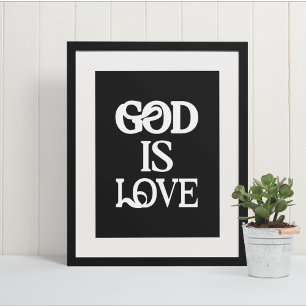 Gott ist Liebe" Künstlerische Glaubenstypografie Poster