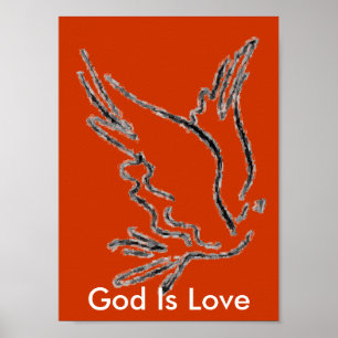 Gott ist Liebe-Orangen-Plakat Poster