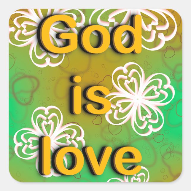 Gott ist Liebe Quadratischer Aufkleber (Vorderseite)
