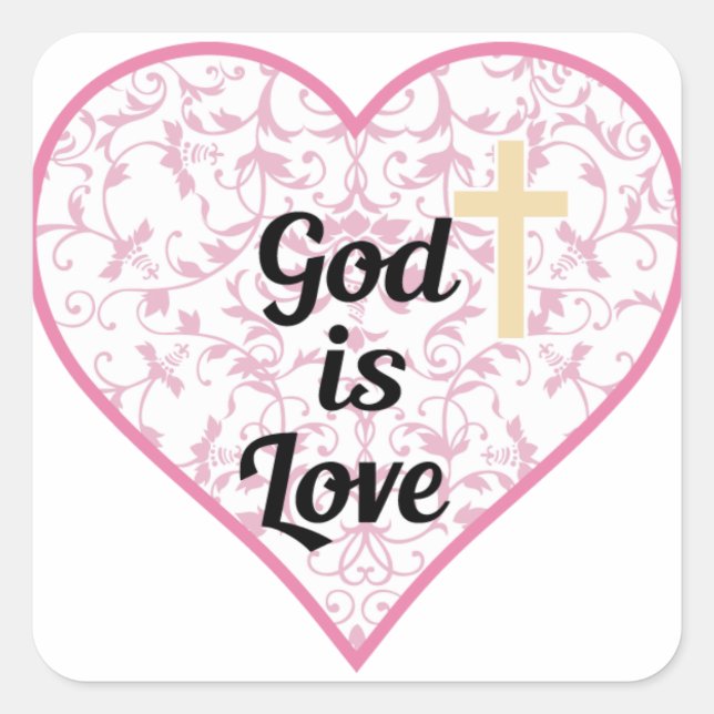 Gott ist Liebe Quadratischer Aufkleber (Vorderseite)