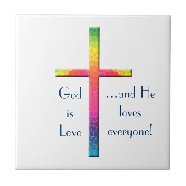Gott ist Liebe-Regenbogen Mosaik-Kreuz Fliese (Vorderseite)